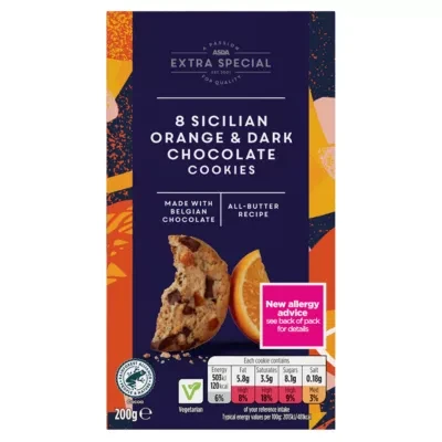 ASDA Extra Special Extra Special 8 Sicilian Orange & Dark Chocolate Cookies 200g