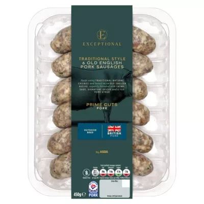 ASDA Exceptional by  6 Traditional Style Old English Pork Sausages 450g