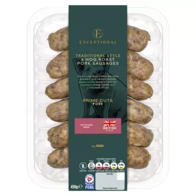 ASDA Exceptional by  6 Traditional Style Hog Roast Pork Sausages 450g
