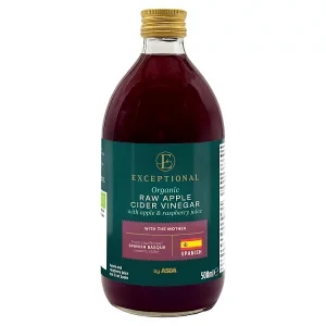 Exceptional by ASDA Organic Raw Apple Cider Vinegar with Apple & Raspberry Juice 500ml
