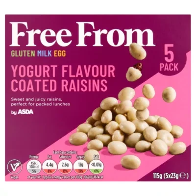 ASDA Free From by  Yogurt Flavour Coated Raisins 5 x 23g (115g)