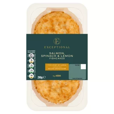 Exceptional by ASDA Exceptional by  Salmon, Spinach & Lemon Fishcakes 290g