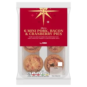 ASDA 6 Merry Mini Pork, Bacon & Cranberry Pies 300g