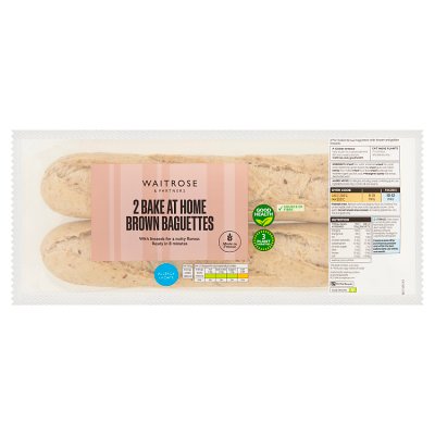 Waitrose 2 Bake at Home Brown Baguettes
