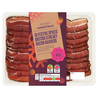 Waitrose Christmas 10 Festive Spiced Streaky Bacon Rashers