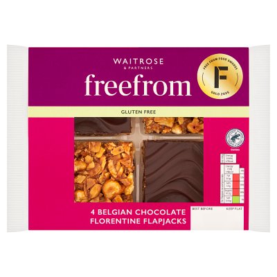 Waitrose Free From 4 Belgian Chocolate Florentine Flapjacks