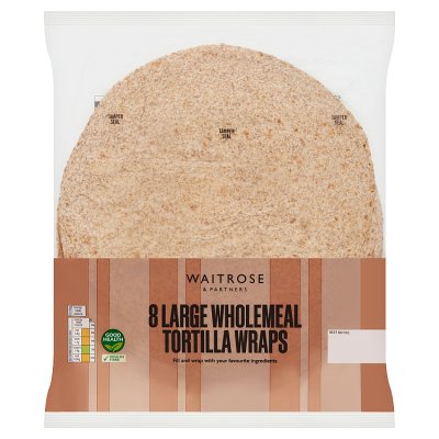 Waitrose 8 Large Wholemeal Tortilla Wraps