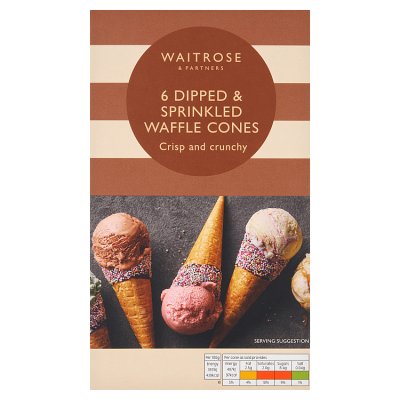 Waitrose 6 Dipped and Sprinkled Waffle Cones