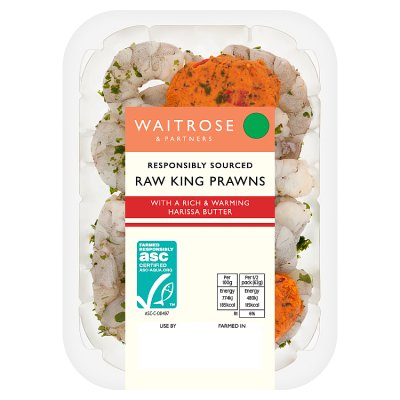 Waitrose ASC Raw King Prawns Harissa Butter
