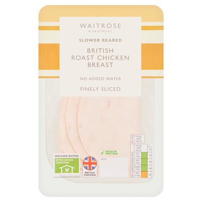 Waitrose Cooked Roast Chicken Breast Finely Sliced