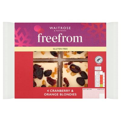 Waitrose Free From 4 Cranberry & Orange Blondies