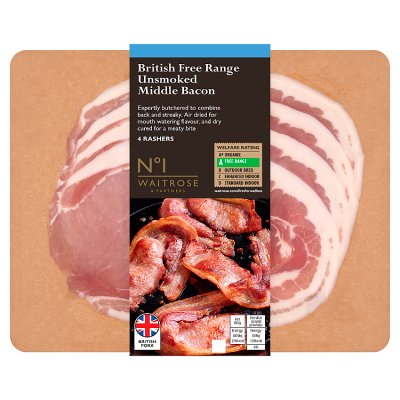No.1 British Free Range Unsmoked Middle Bacon
