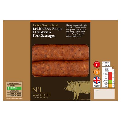 No.1 British Free Range 4 Calabrian Pork Sausages