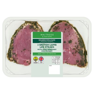 Waitrose 2 British Lamb Leg Steaks with Herbs & Garlic
