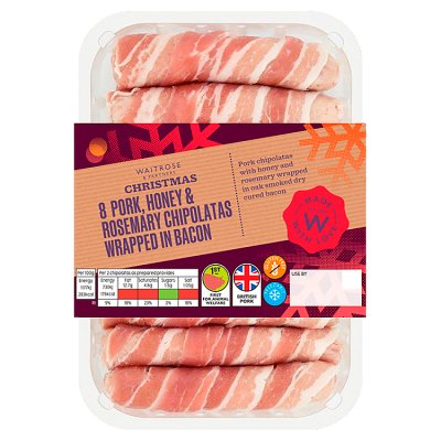Waitrose Christmas 8 Pork, Honey & Rosemary Chipolatas