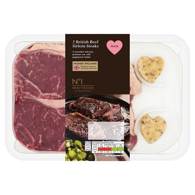 No.1 2 British Beef Sirloin Steaks with Peppercorn Butter