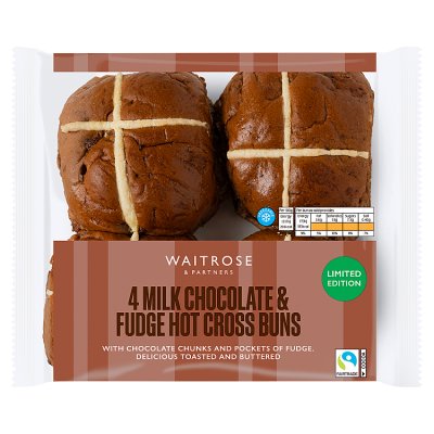 Waitrose Milk Chocolate & Fudge Hot Cross Buns