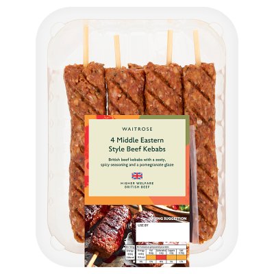 Waitrose BBQ 4 Middle Eastern Style Beef Kebabs