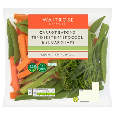 Waitrose Carrot Batons, Tenderstem Broccoli Tips and Sugar Snaps