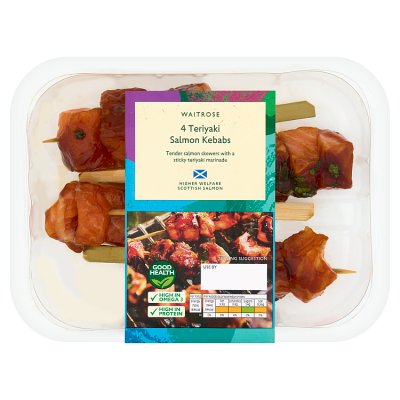 Waitrose BBQ 4 Teriyaki Salmon Kebabs