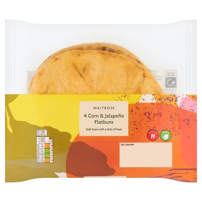 Waitrose 4 Corn & Jalapeno Flatbuns