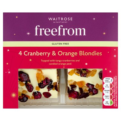 Waitrose Free From 4 Cranberry & Orange Blondies