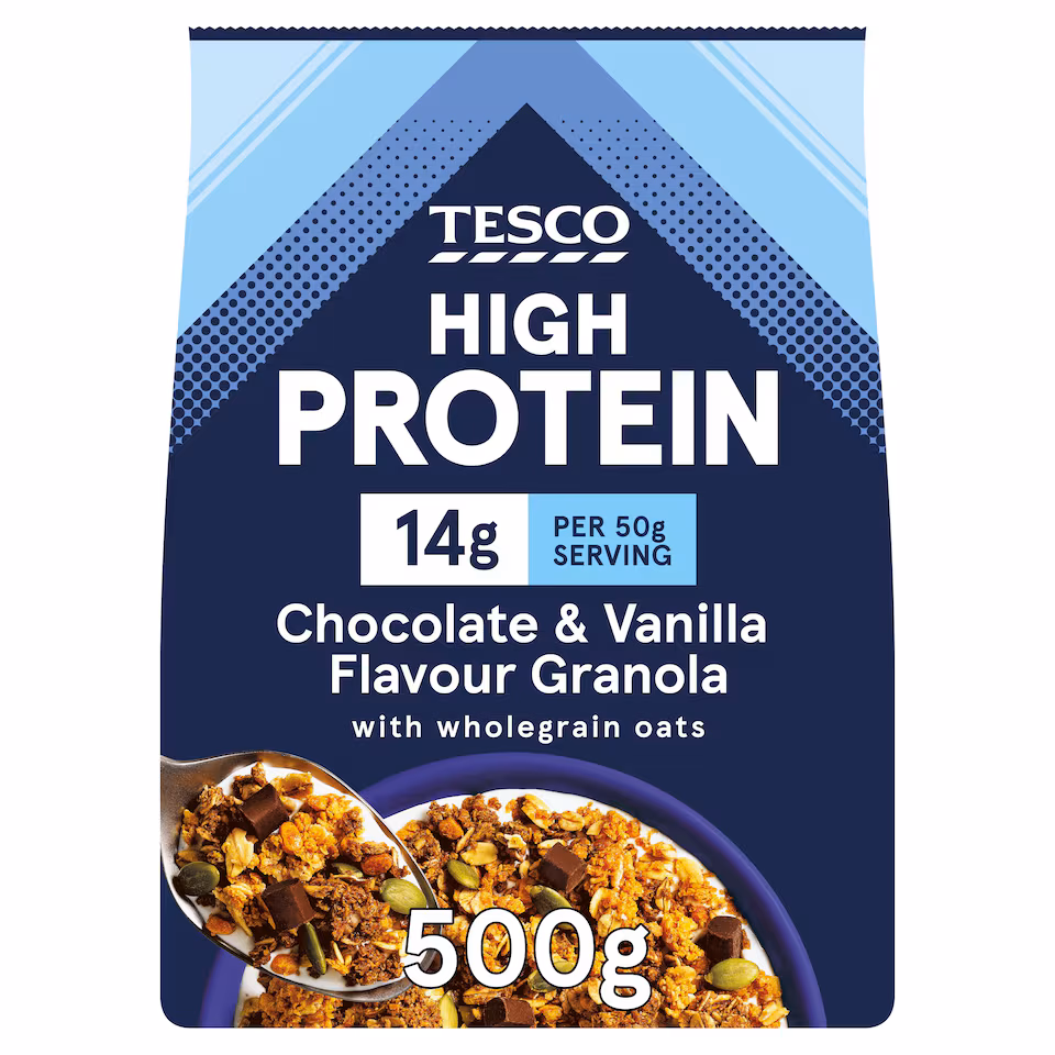 Tesco High Protein Chocolate & Vanilla Flavour Granola 500g