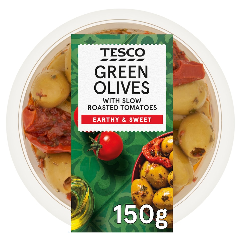Tesco Green Olives with Slow Roasted Tomatoes 150g