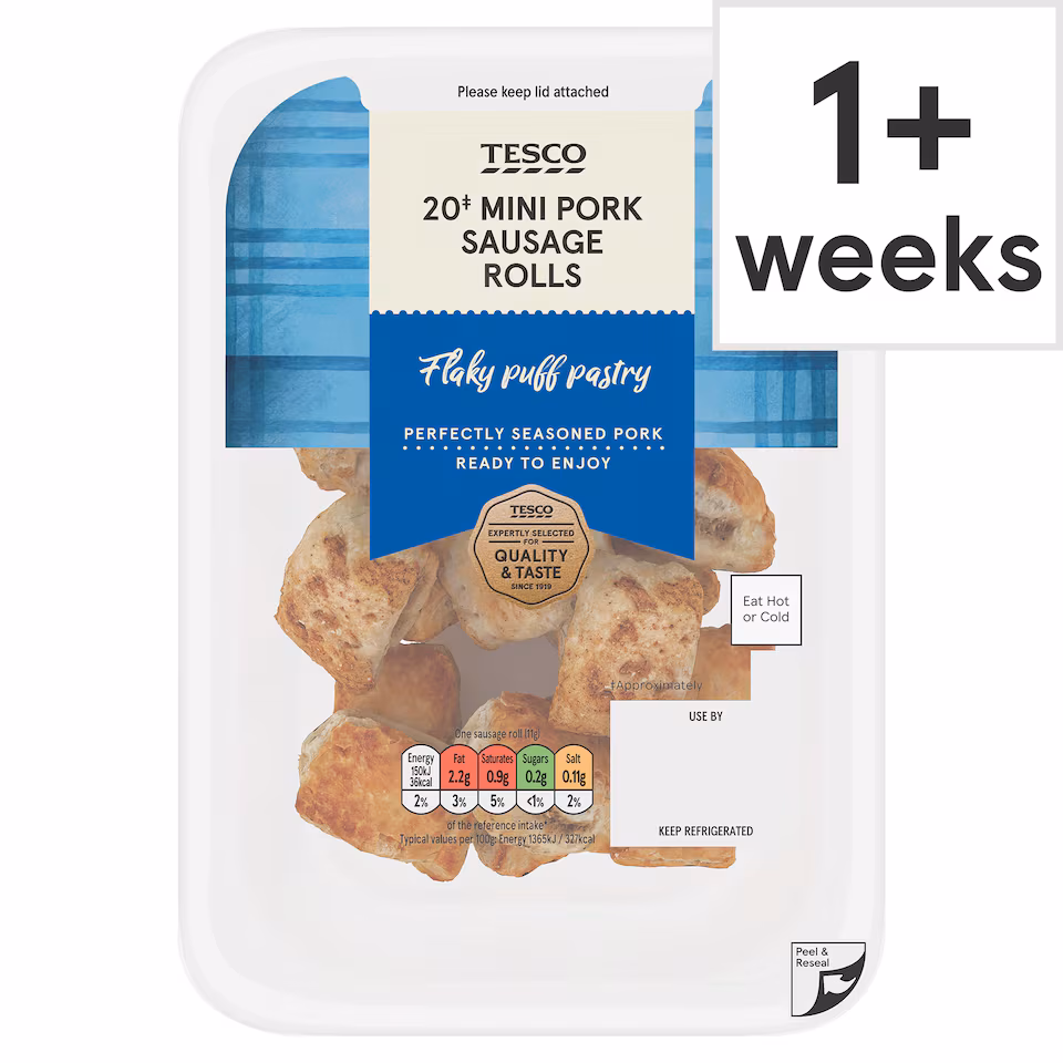 Tesco 20 Mini Pork  Sausage Rolls 220g