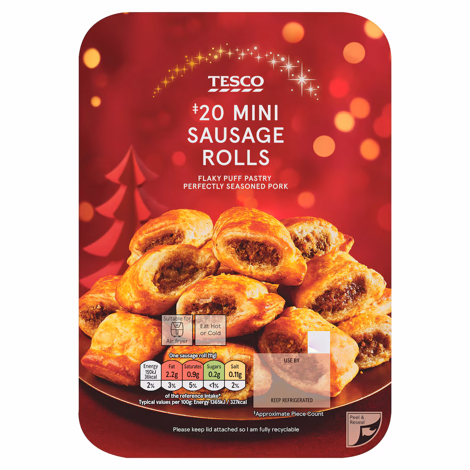 Tesco 20 Mini Pork  Sausage Rolls 220g