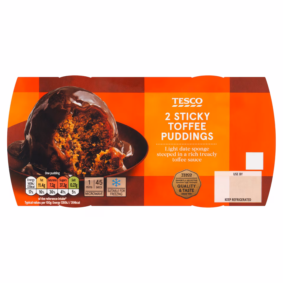 Tesco 2 Sticky Toffee Puddings 220g