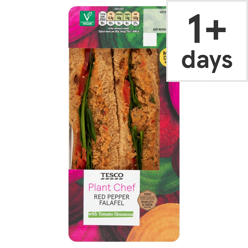 Tesco Plant Chef Red Pepper Falafel Sandwich