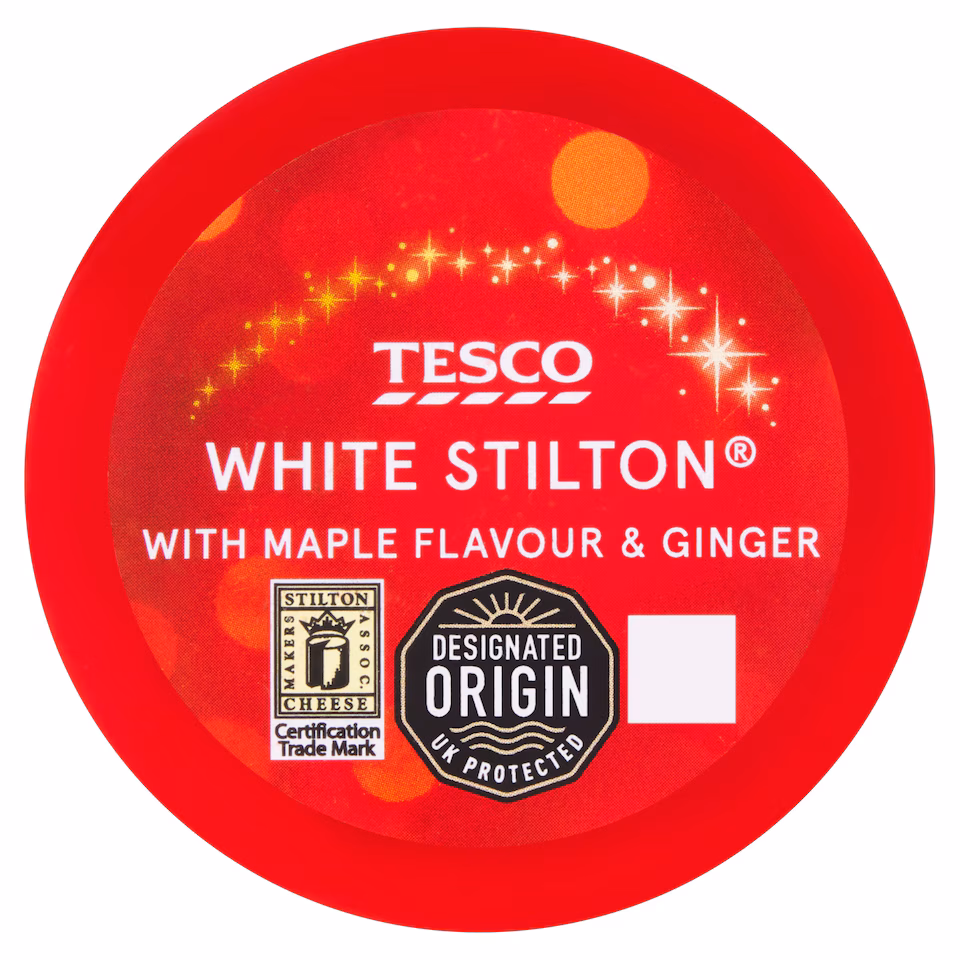 TESCO WHITE STILTON MAPLE & GINGER TRUCKLE 100G