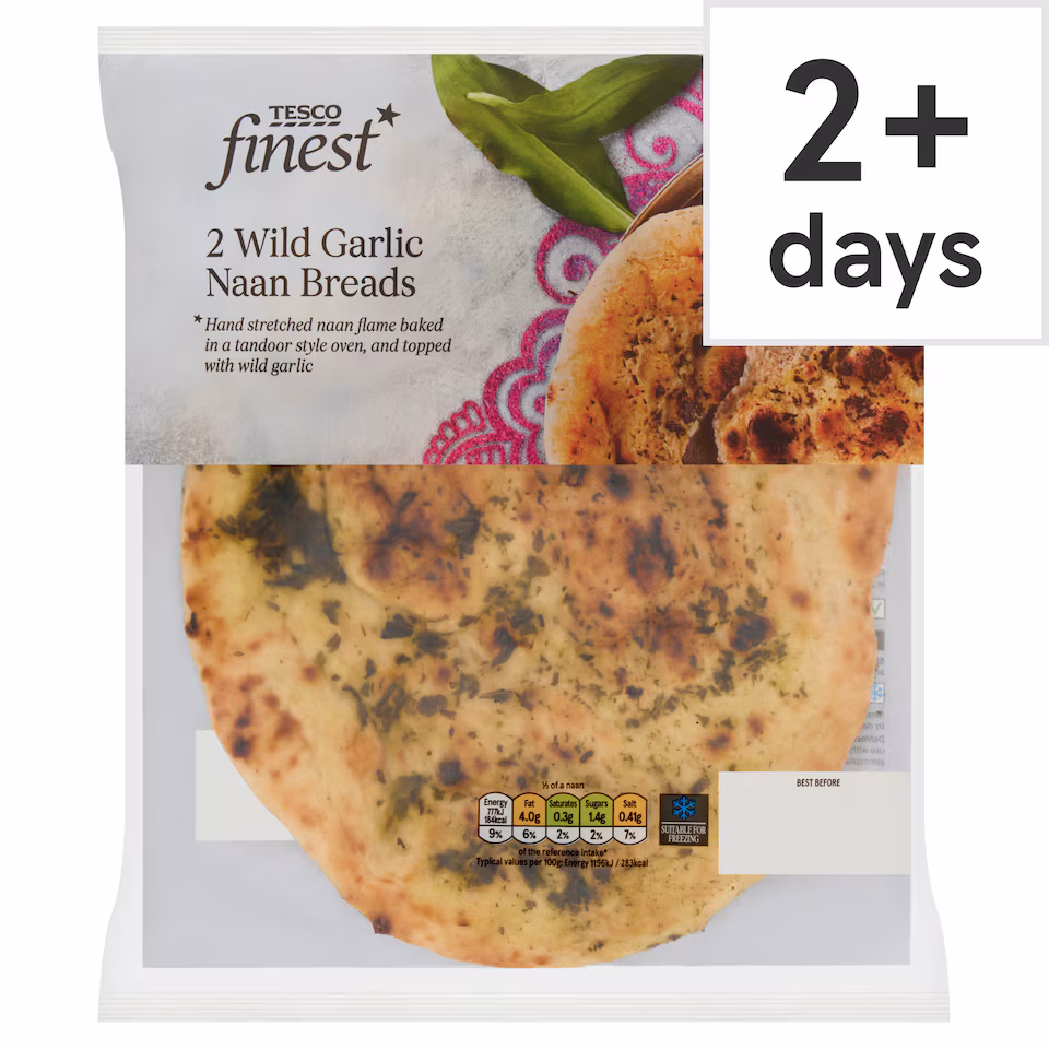 Tesco Finest 2 Wild Garlic Naan Breads