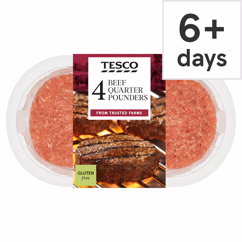 Tesco 4 Quarter Pounder Beef Burger 454g