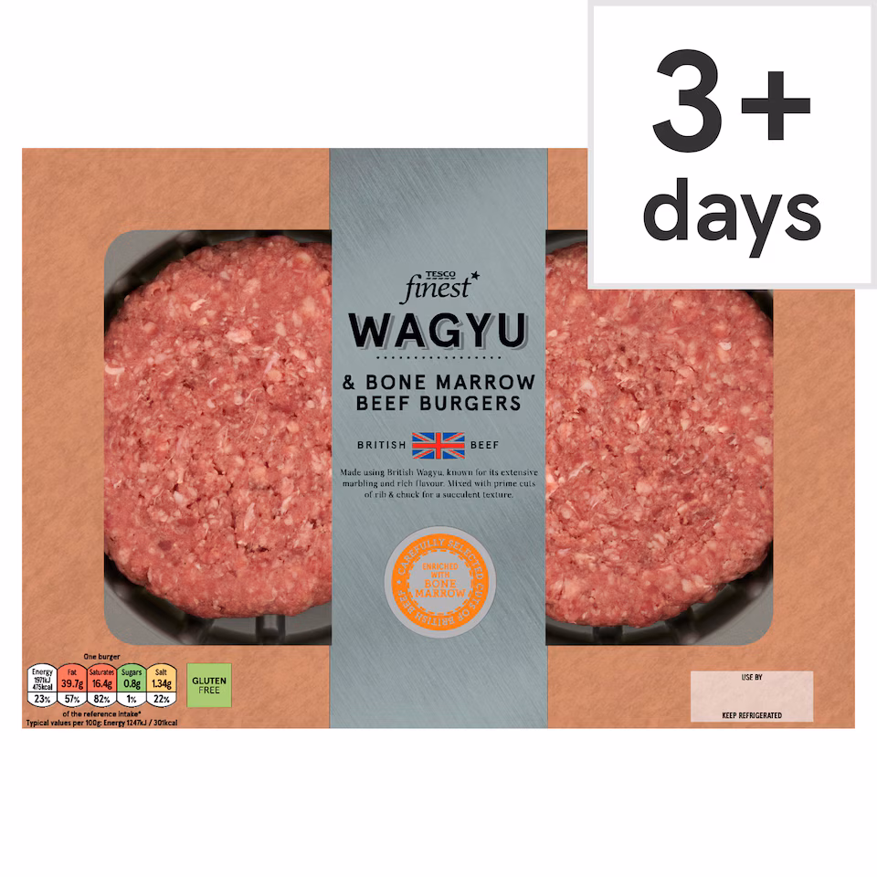 Finest Wagyu & Bone Marrow Beef burgers 454g