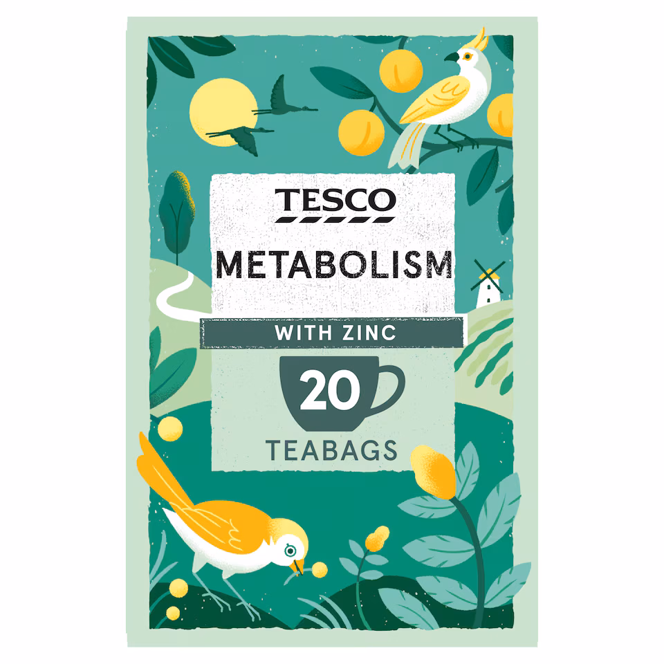 Tesco Metabolism Peppermint with Zinc 20 Herbal Tea Bags 40g