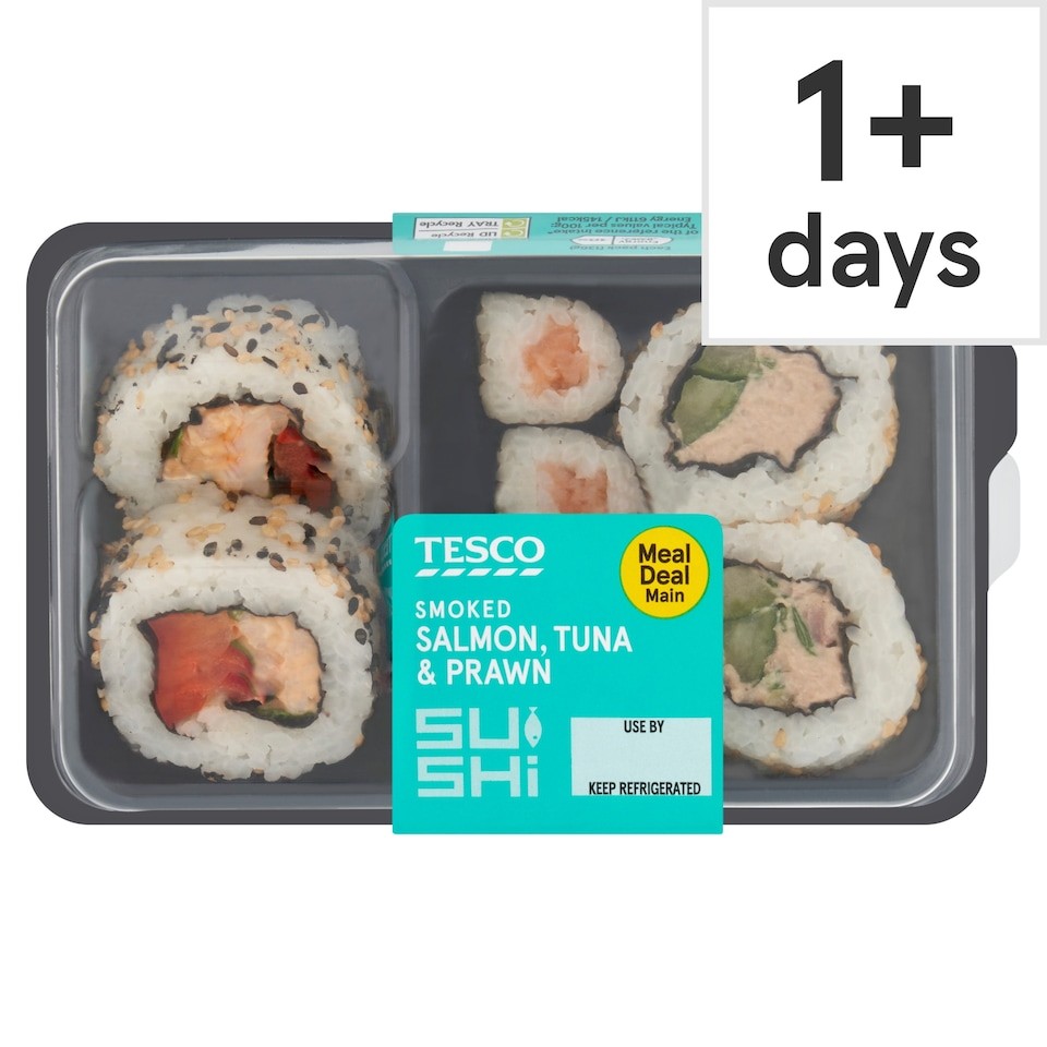 Tesco Smoked Salmon Tuna & Prawn Sushi 136g