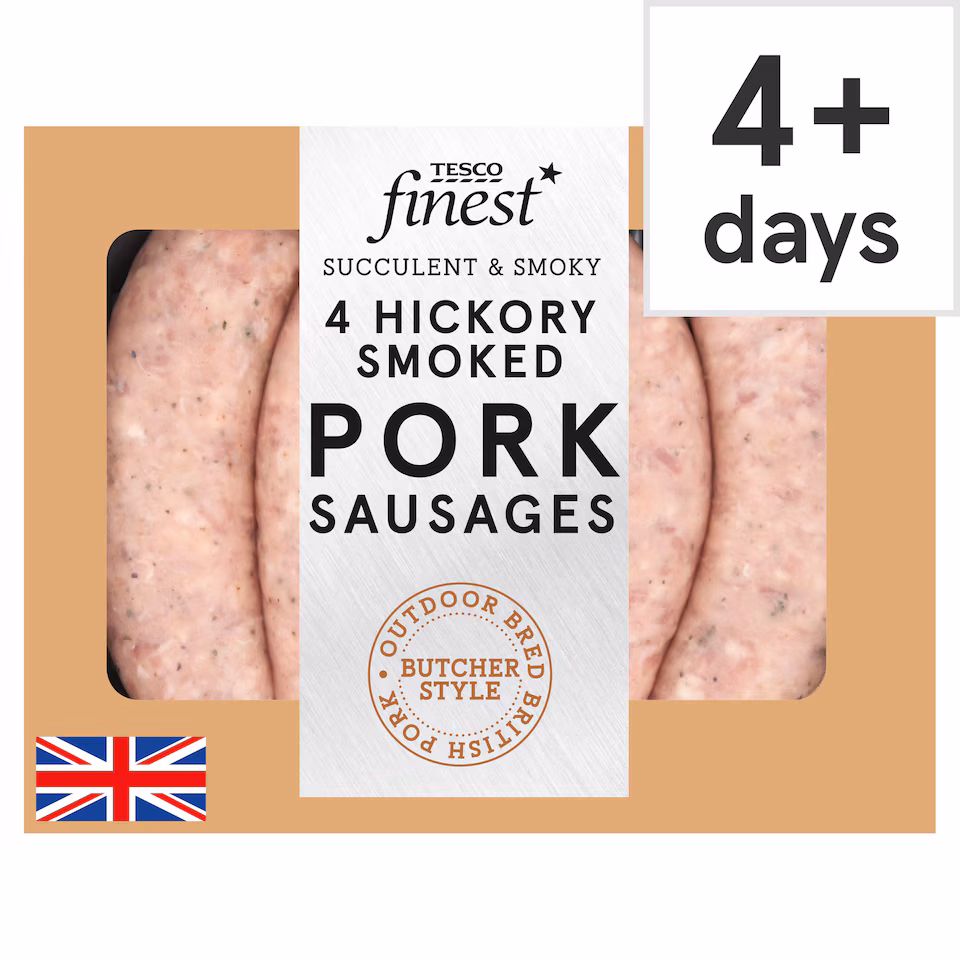Tesco Finest 4 Hickory Smoked Pork Sausages 440g