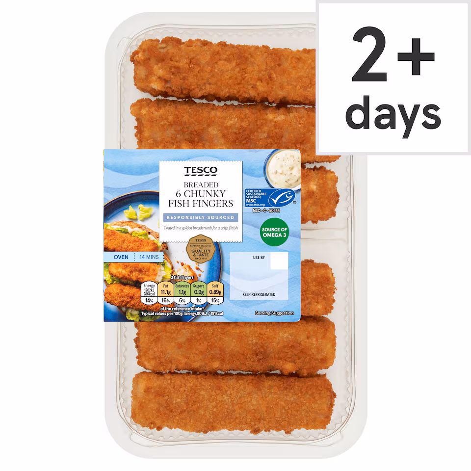 Tesco Breaded 6 Chunky Fish Fingers 300g