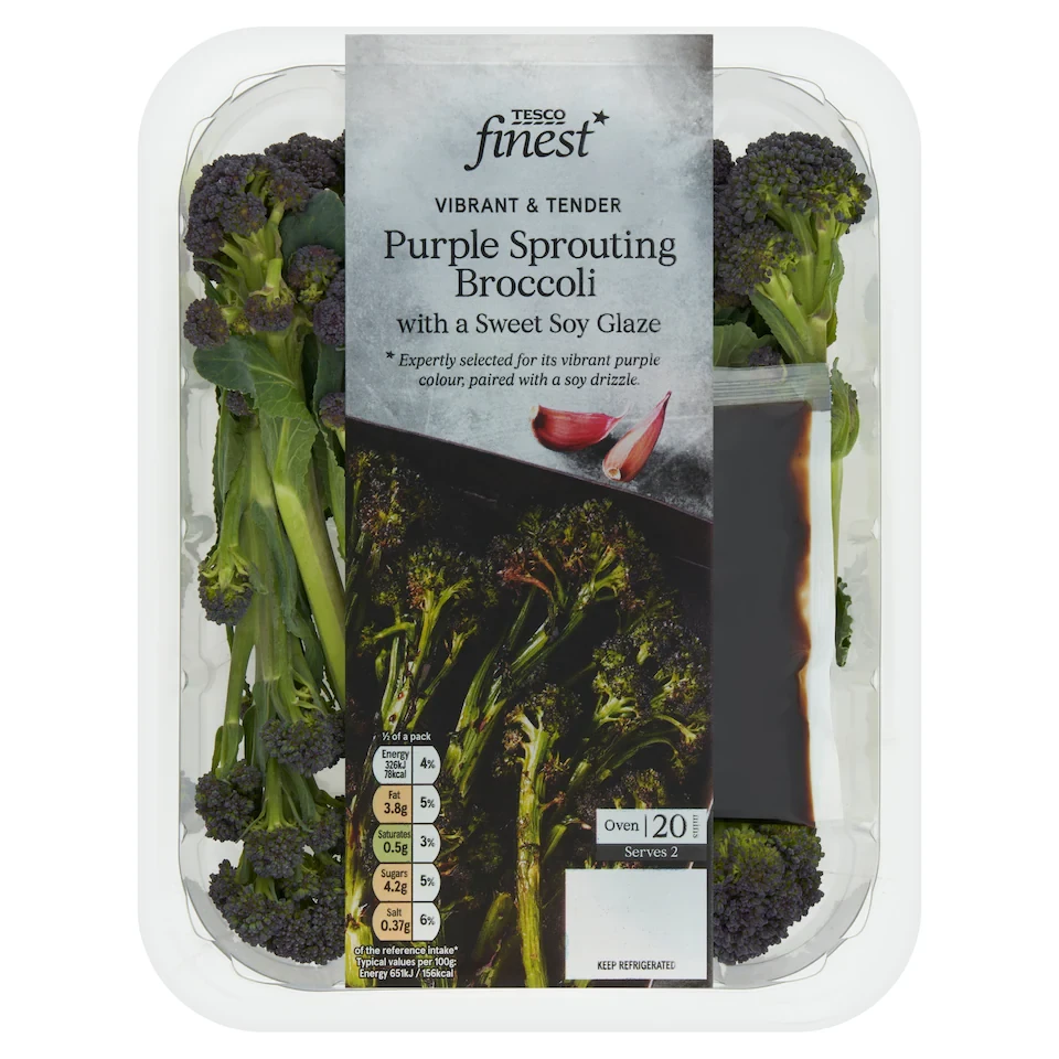 Tesco Finest Purple Sprouting Broccoli with Soy Glaze 210g