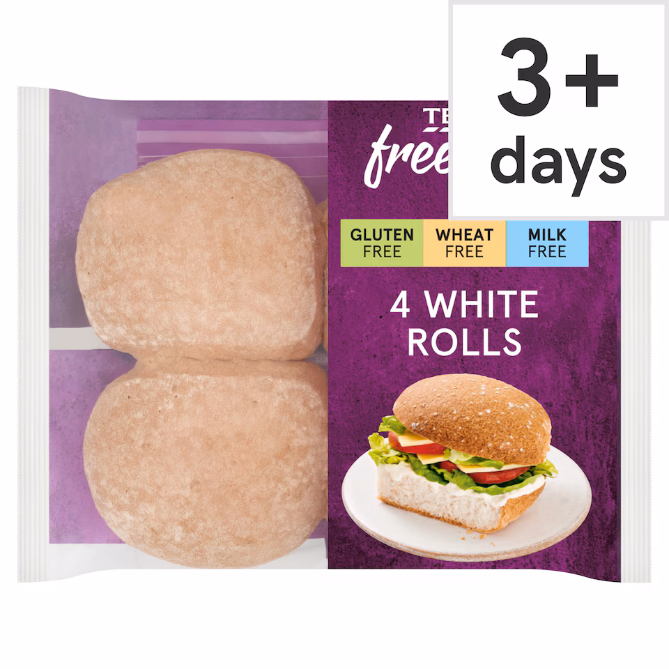Tesco Free From White Rolls 4 Pk