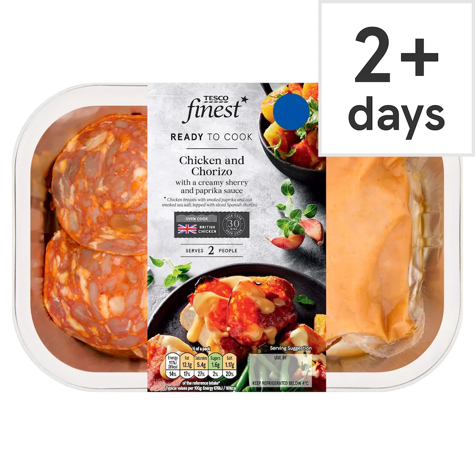Tesco Finest Chorizo & Chicken with a Creamy sherry and paprika sauce 400g