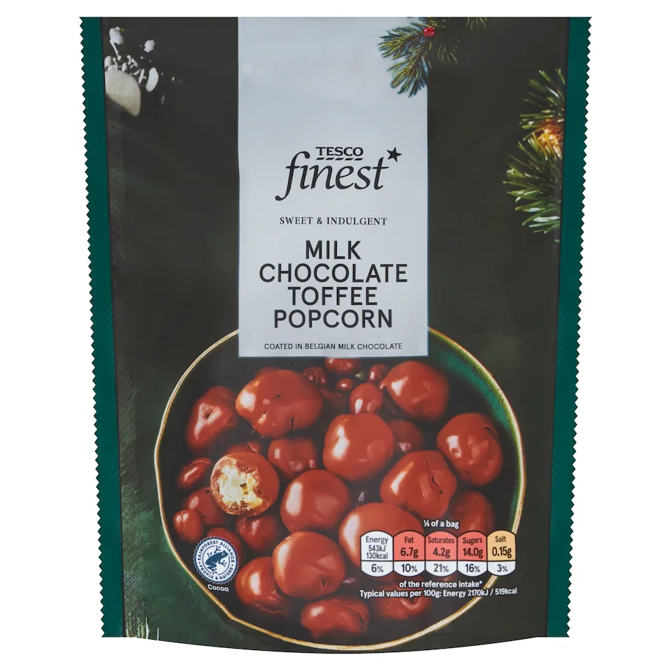 Tesco Finest Belgian Milk Chocolate Coated Popcorn 100g
