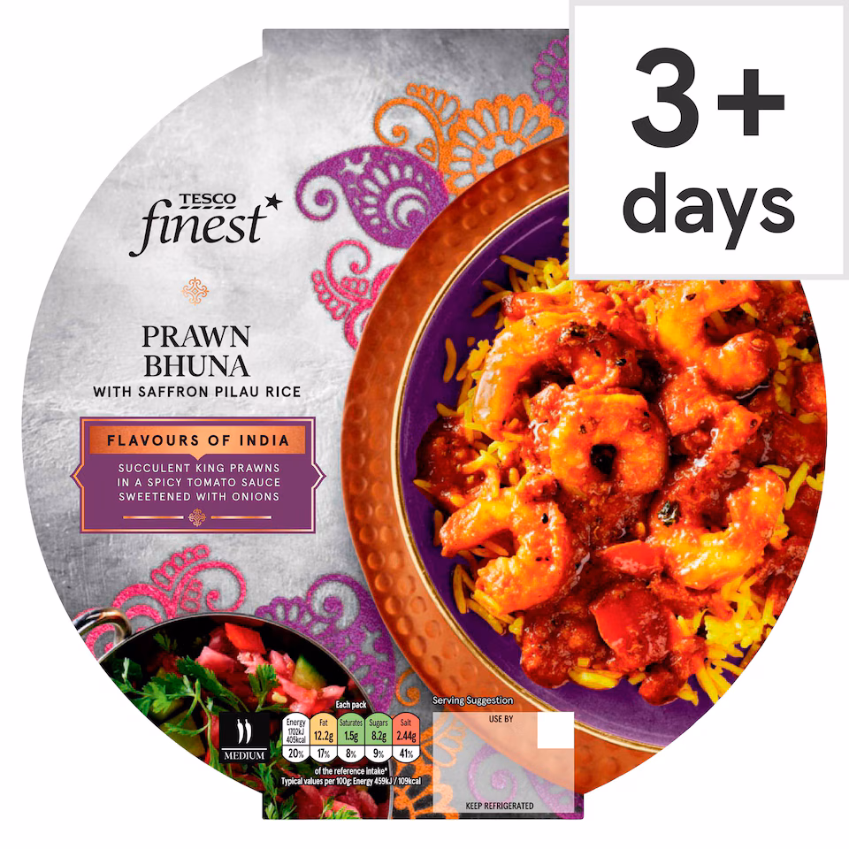 Tesco Finest Prawn Bhuna & Saffron Pilau Rice 400g