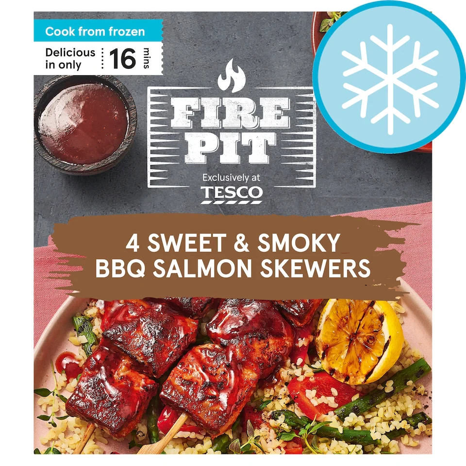 Firepit Tesco 4 Sweet & Smokey BBQ Salmon Skewers 250g