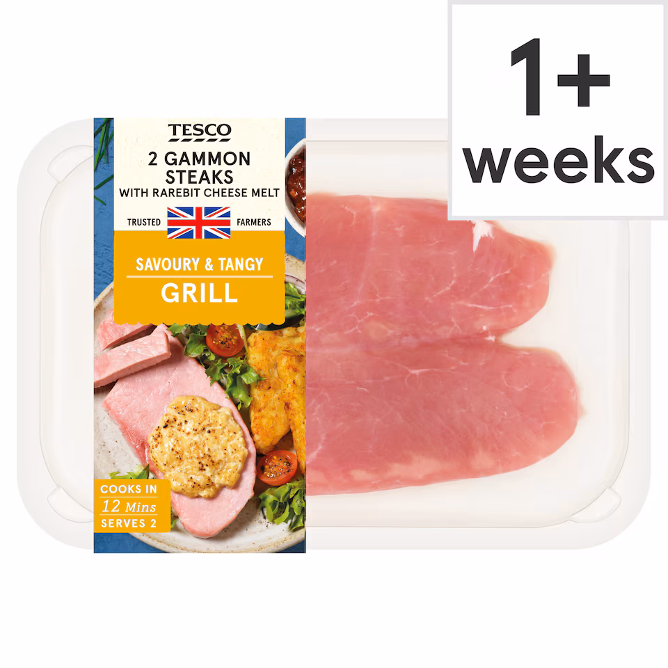 Tesco 2 Gammon Steaks with Rarebit Cheese Melt 300g