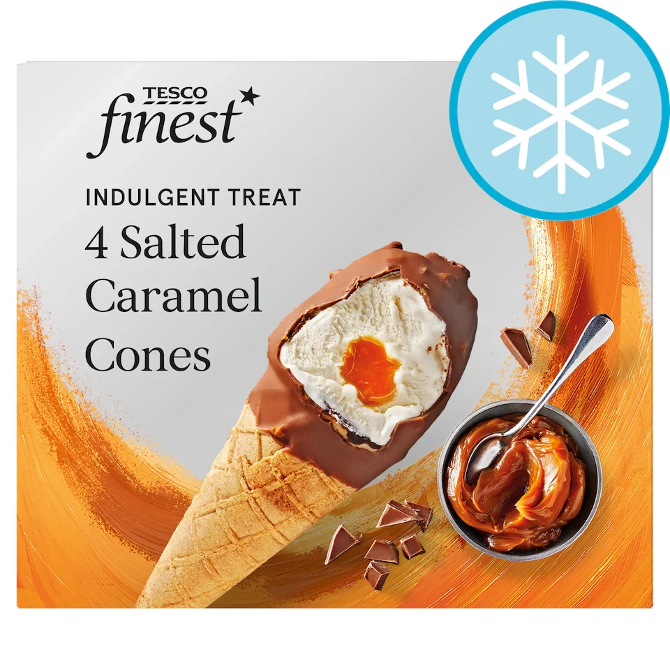 Tesco Finest 4 Salted Caramel Cones 340g
