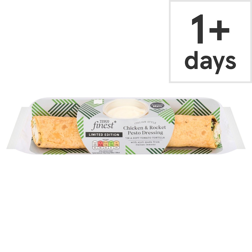 TESCO finest Limited Edition Italian Inspired Chicken & Rocket Pesto Dressing Wrap