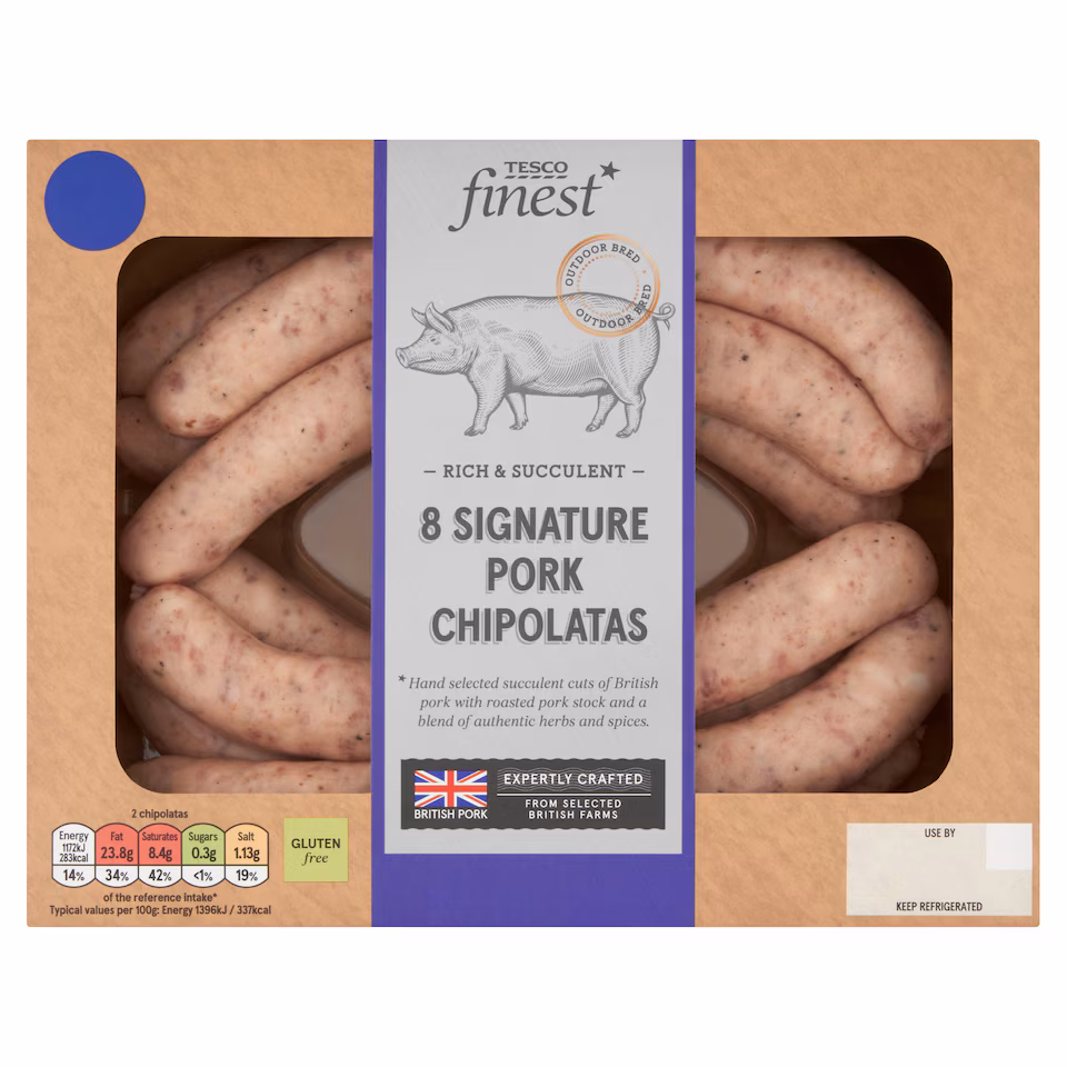 Tesco Finest Signature 8 Pork Chipolatas 440g